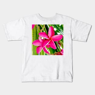 Tropical Pink Plumeria Flower Blooms Kids T-Shirt